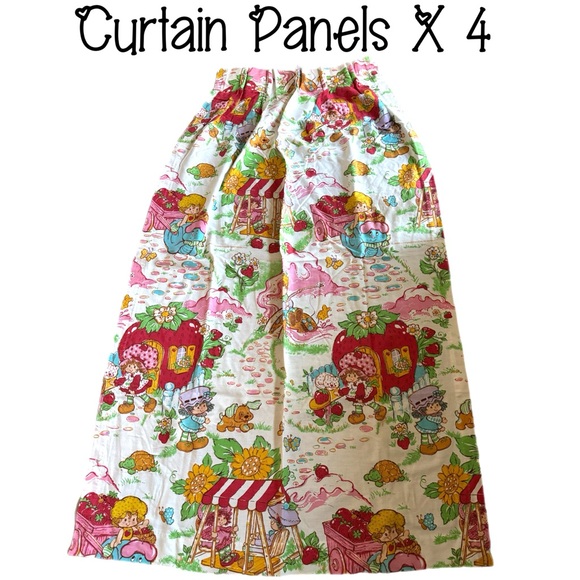 Vintage Strawberry Shortcake Bedroom Set Lamp Curtains Bed Spread Twin Sheets - Picture 9 of 16